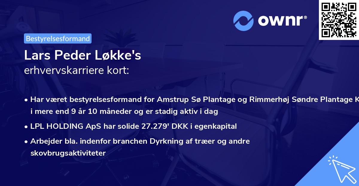 Lars Peder Løkke's erhvervskarriere kort
