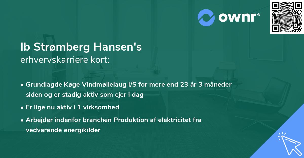 Ib Strømberg Hansen's erhvervskarriere kort