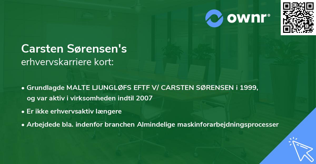 Carsten Sørensen's erhvervskarriere kort