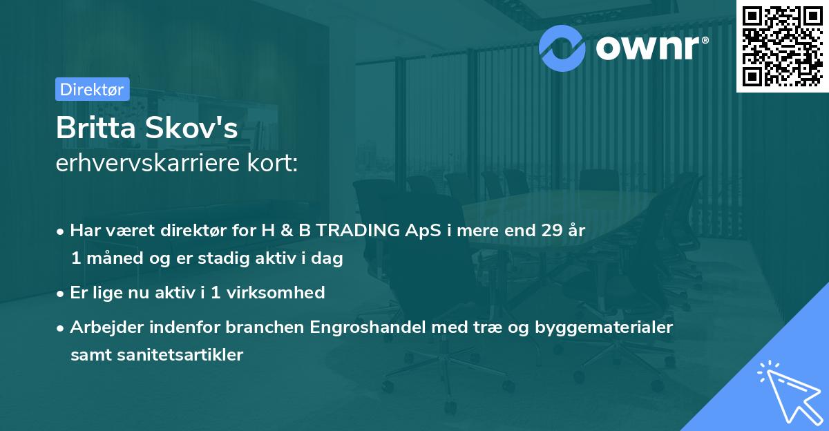 Britta Skov's erhvervskarriere kort