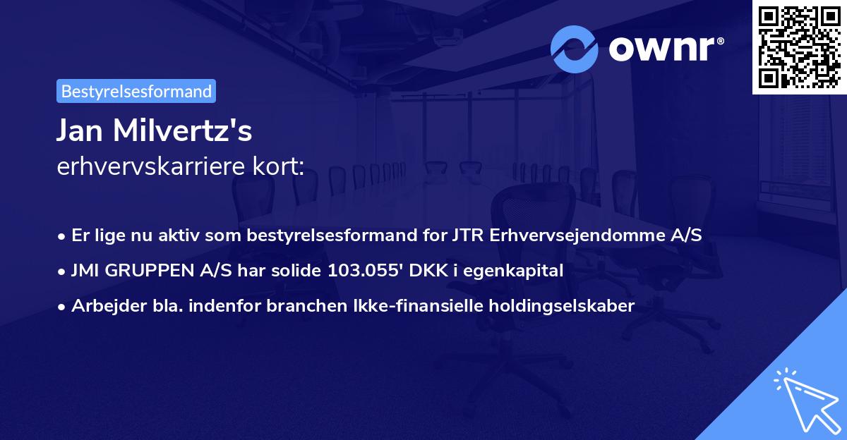 Jan Milvertz's erhvervskarriere kort