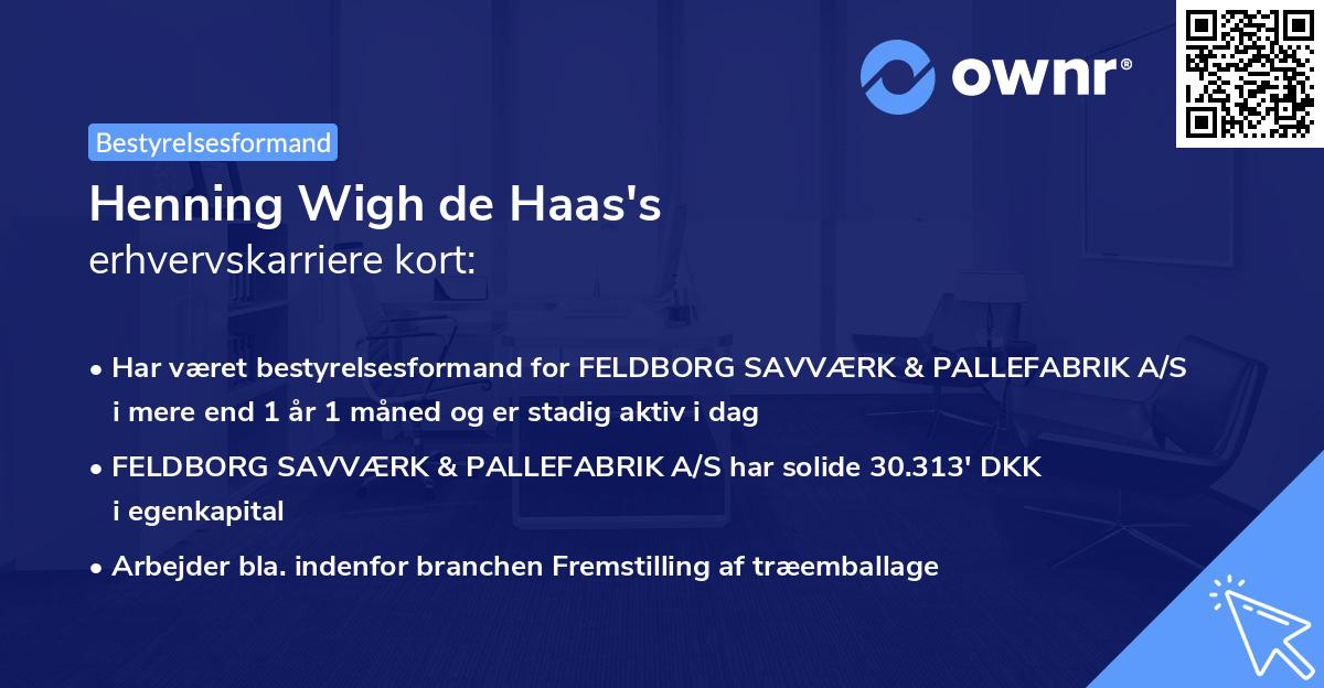 Henning Wigh de Haas's erhvervskarriere kort
