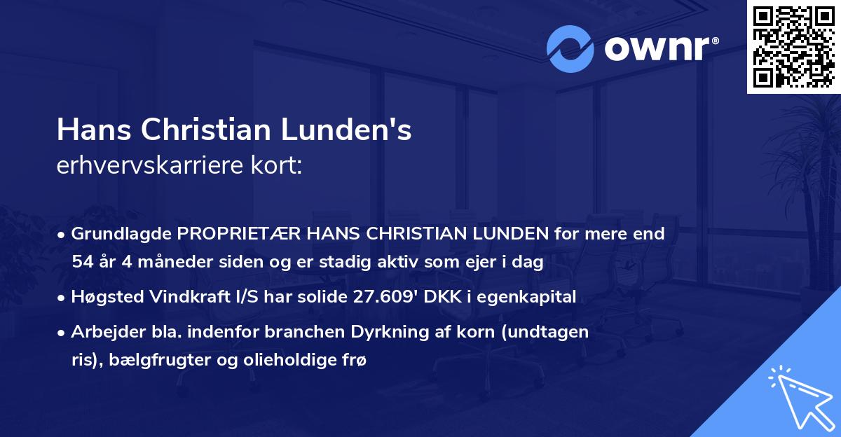 Hans Christian Lunden's erhvervskarriere kort