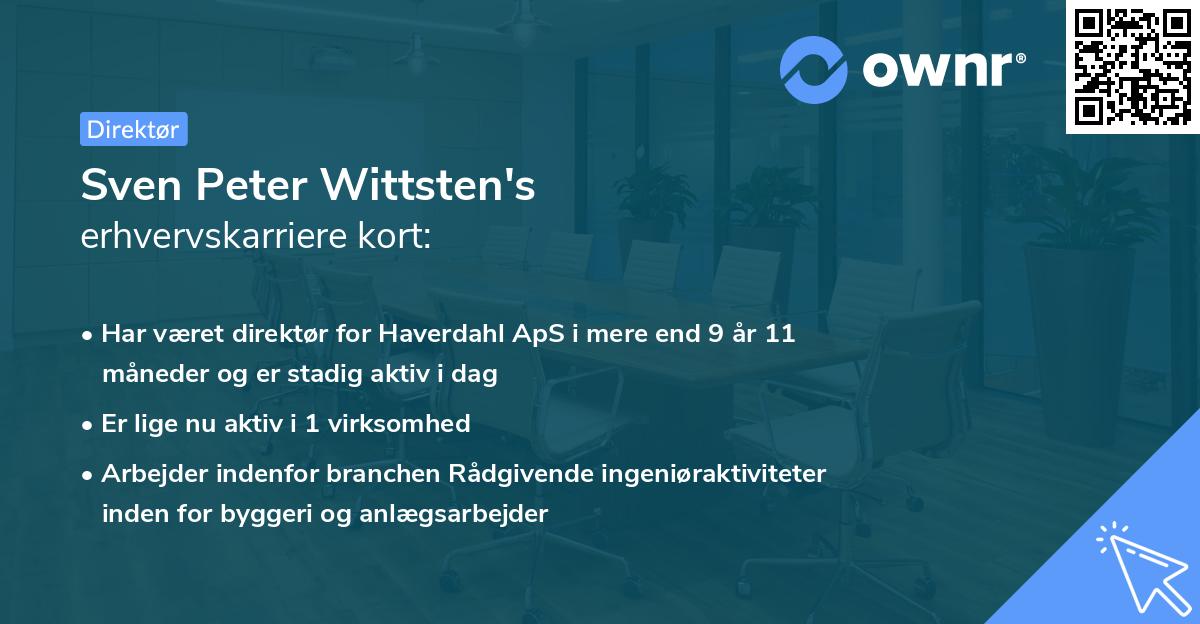 Sven Peter Wittsten's erhvervskarriere kort