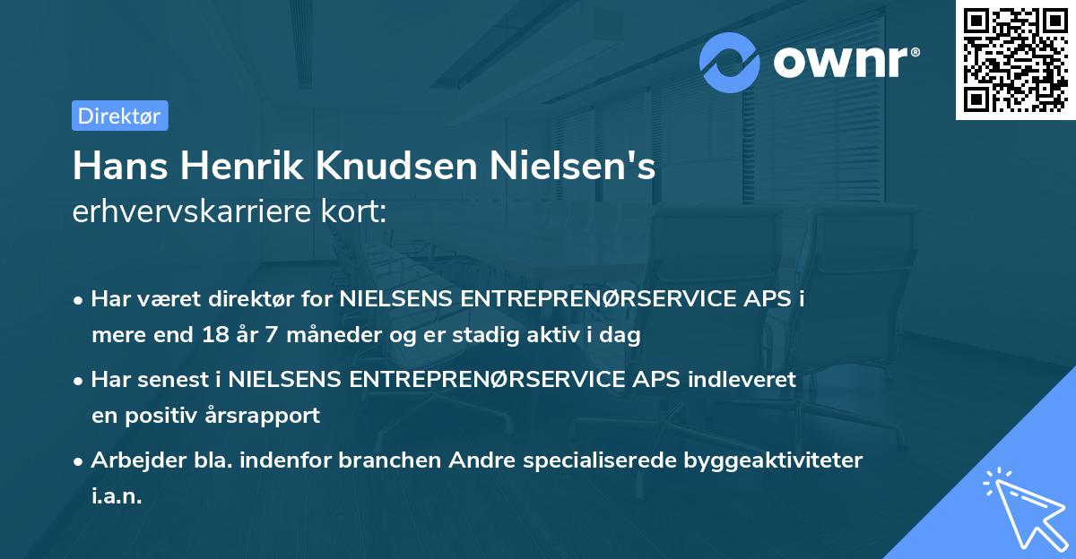 Hans Henrik Knudsen Nielsen's erhvervskarriere kort