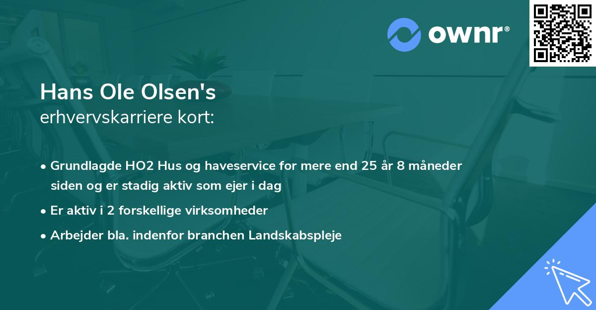 Hans Ole Olsen's erhvervskarriere kort