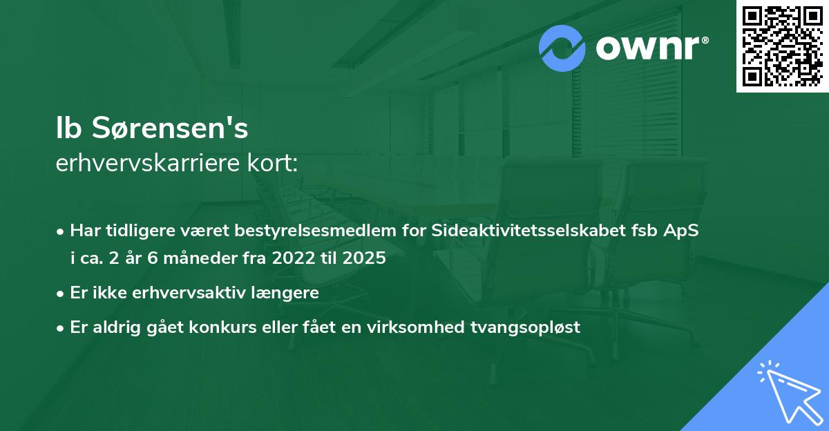 Ib Sørensen's erhvervskarriere kort