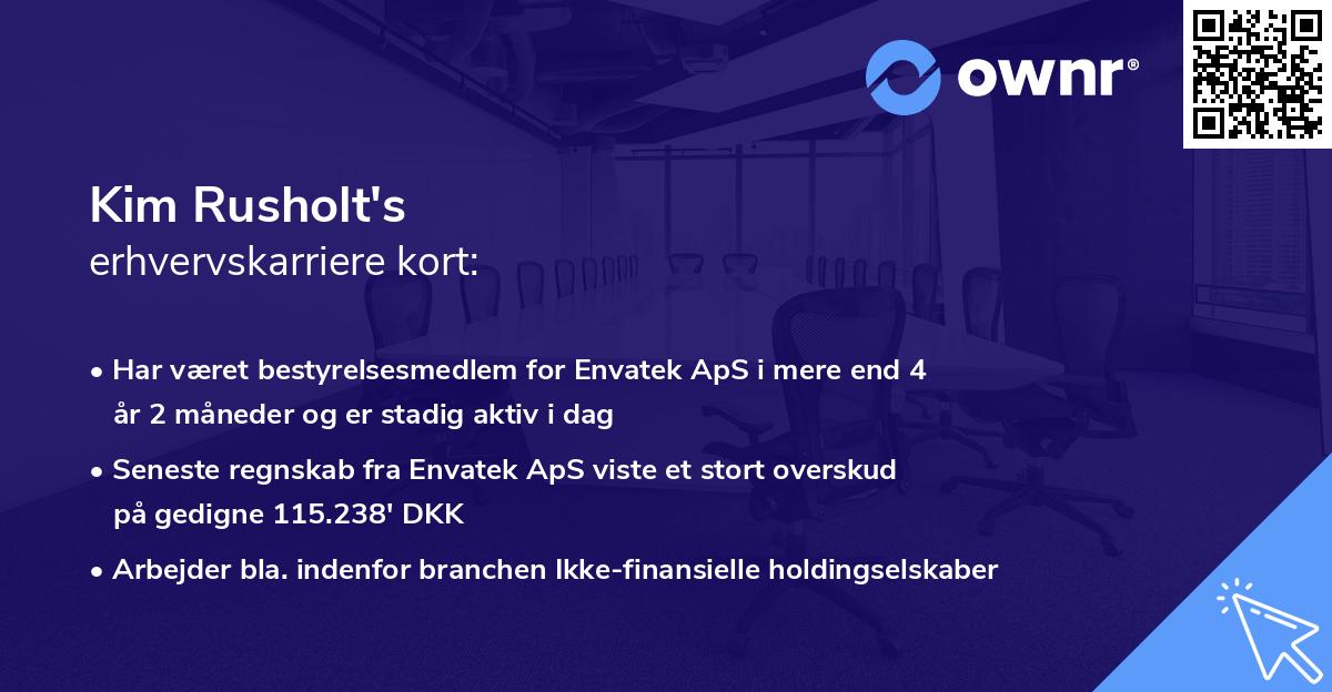Kim Rusholt's erhvervskarriere kort