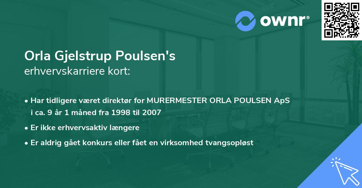 Orla Gjelstrup Poulsen's erhvervskarriere kort