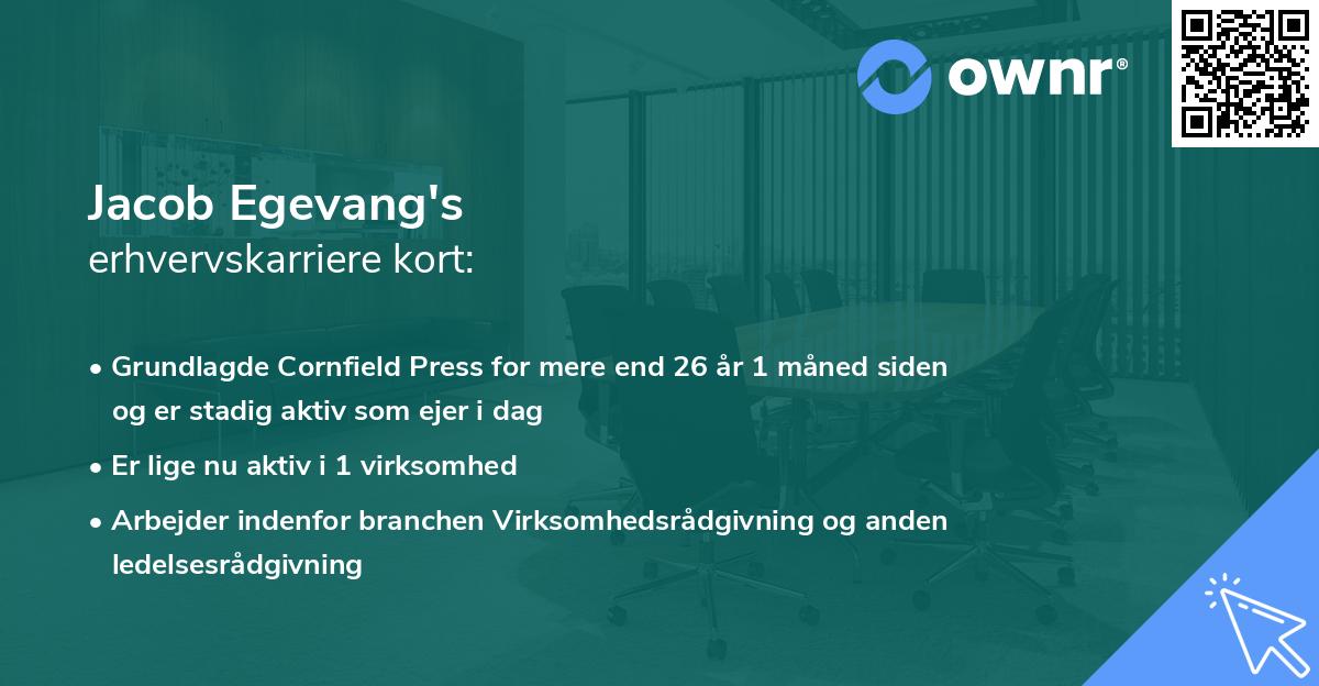 Jacob Egevang's erhvervskarriere kort