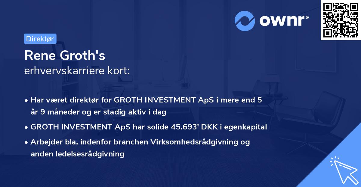 Rene Groth's erhvervskarriere kort