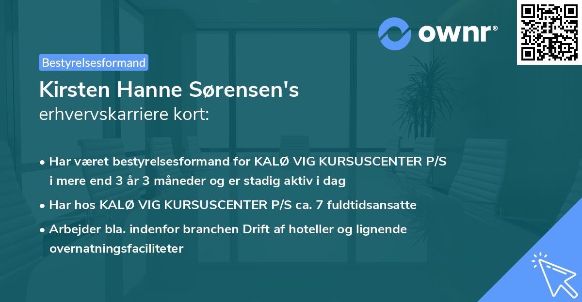 Kirsten Hanne Sørensen's erhvervskarriere kort