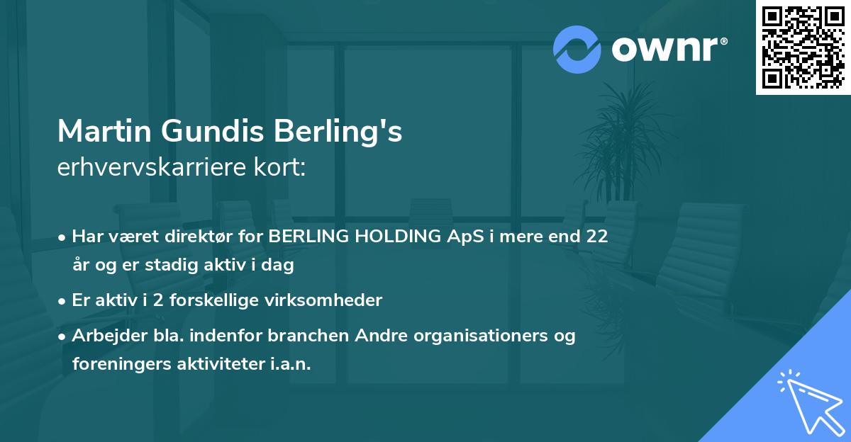 Martin Gundis Berling's erhvervskarriere kort