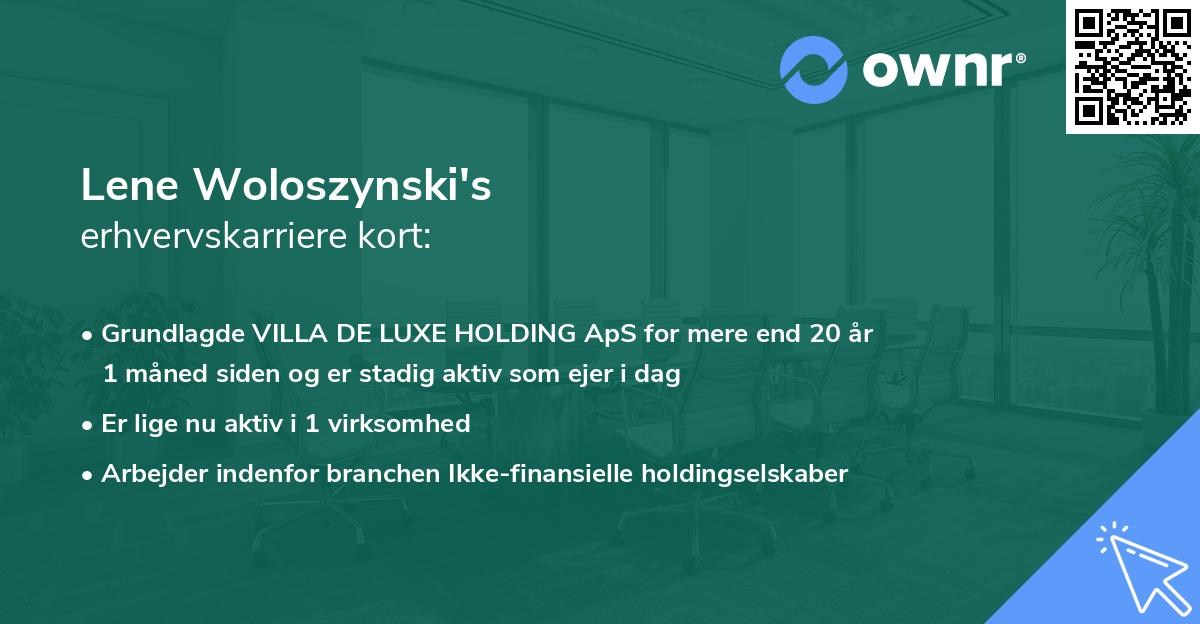 Lene Woloszynski's erhvervskarriere kort