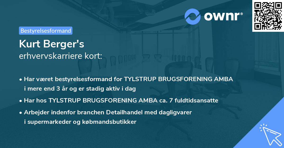 Kurt Berger's erhvervskarriere kort