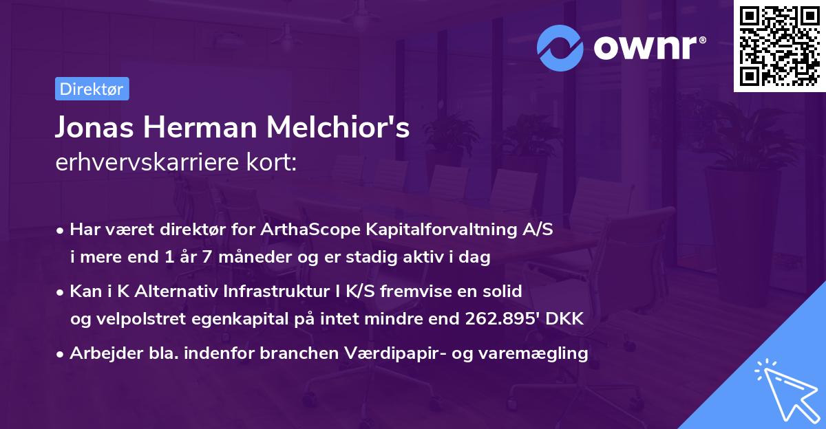 Jonas Herman Melchior's erhvervskarriere kort