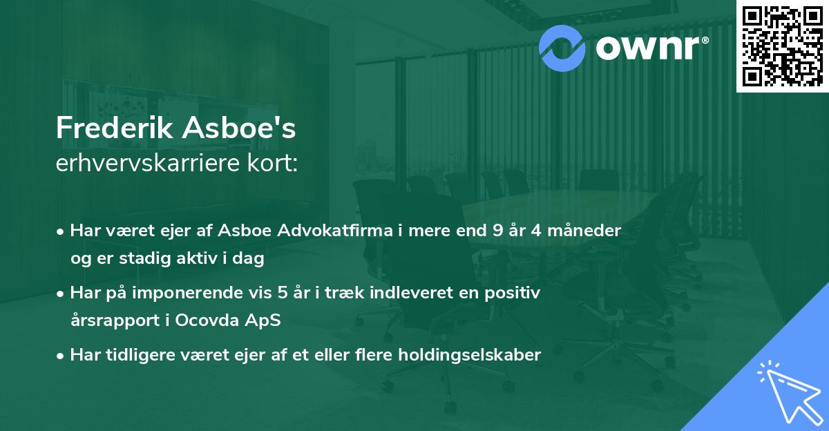 Frederik Asboe's erhvervskarriere kort