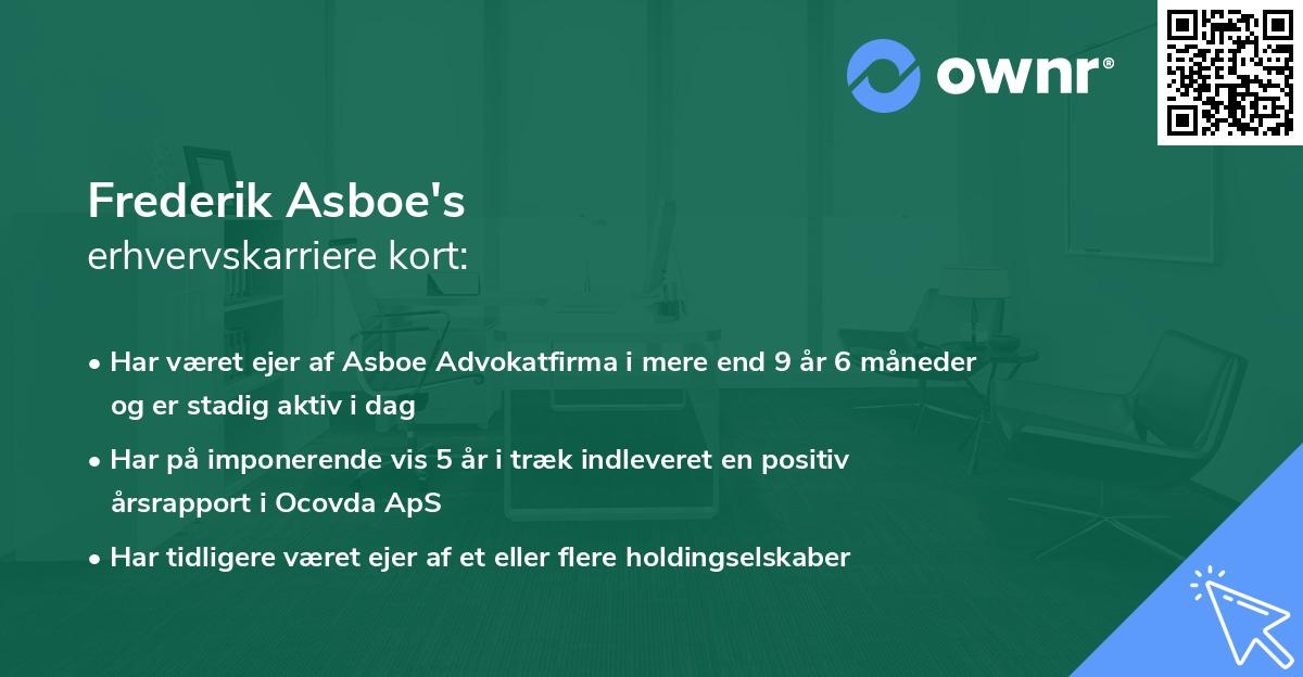 Frederik Asboe's erhvervskarriere kort