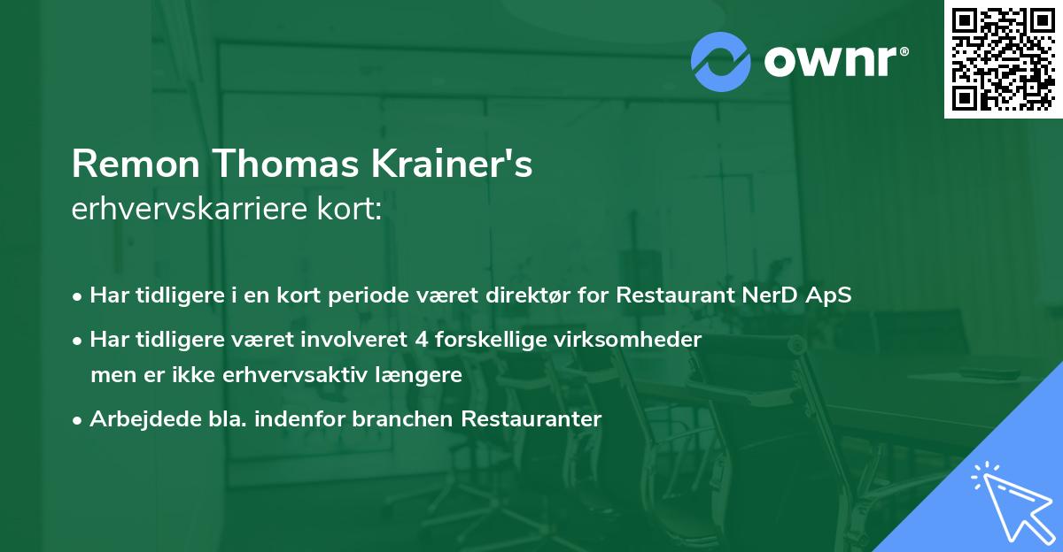 Remon Thomas Krainer's erhvervskarriere kort