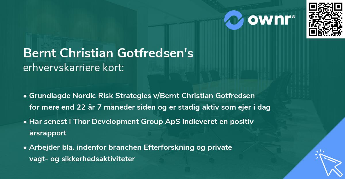 Bernt Christian Gotfredsen's erhvervskarriere kort
