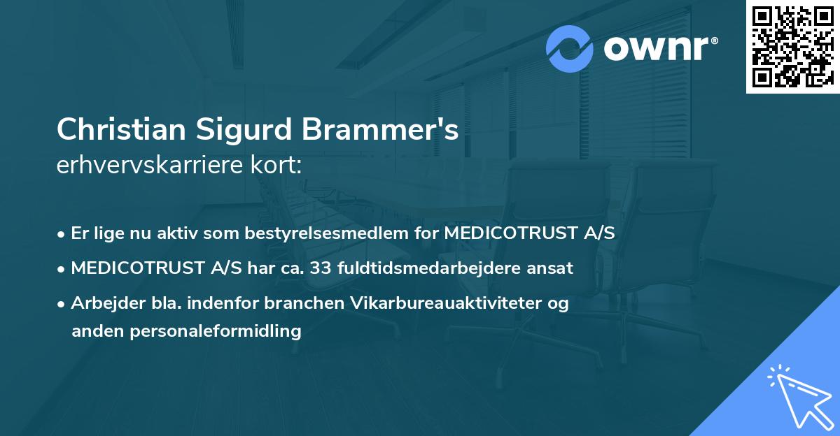 Christian Sigurd Brammer's erhvervskarriere kort