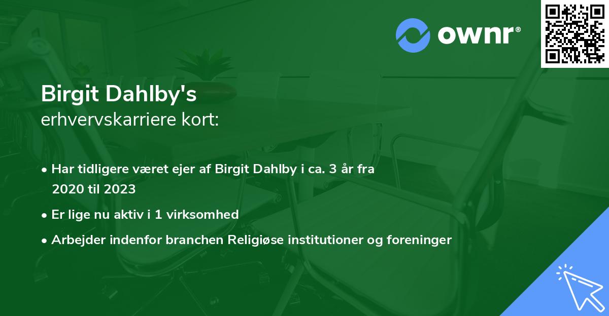 Birgit Dahlby's erhvervskarriere kort