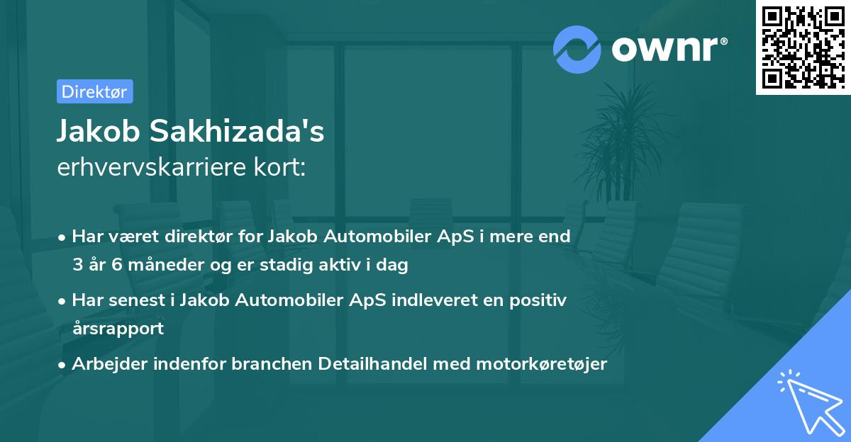 Jakob Sakhizada's erhvervskarriere kort