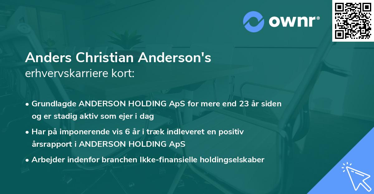 Anders Christian Anderson's erhvervskarriere kort