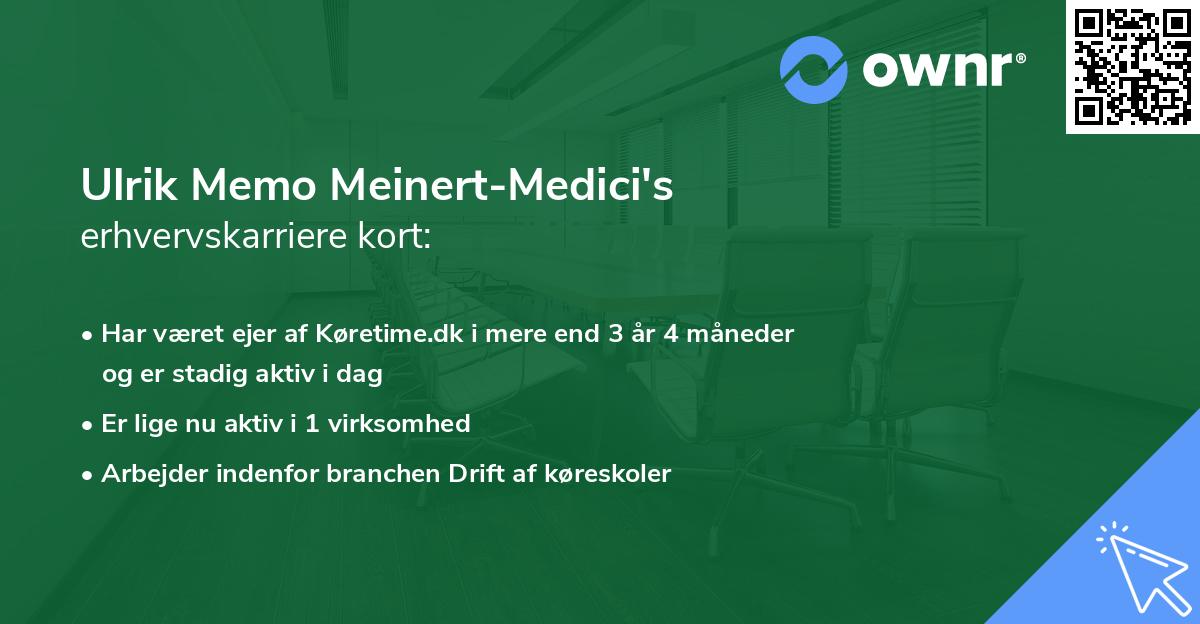 Ulrik Memo Meinert-Medici's erhvervskarriere kort