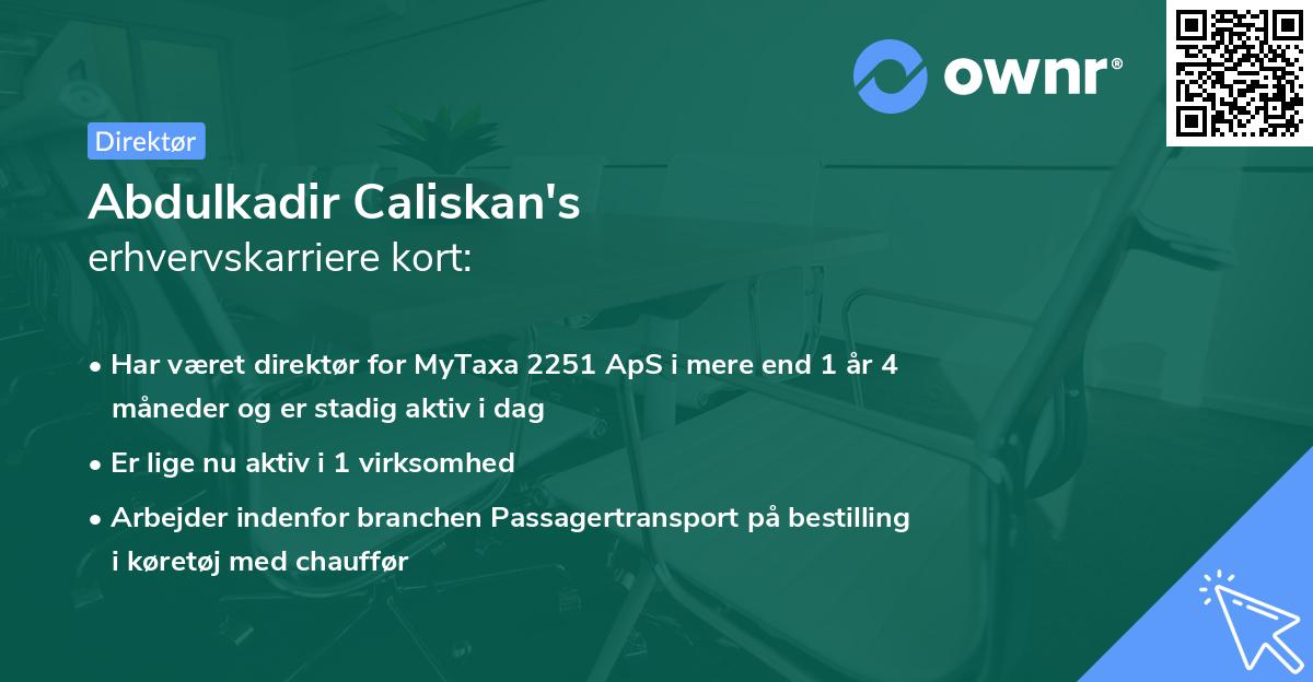 Abdulkadir Caliskan's erhvervskarriere kort