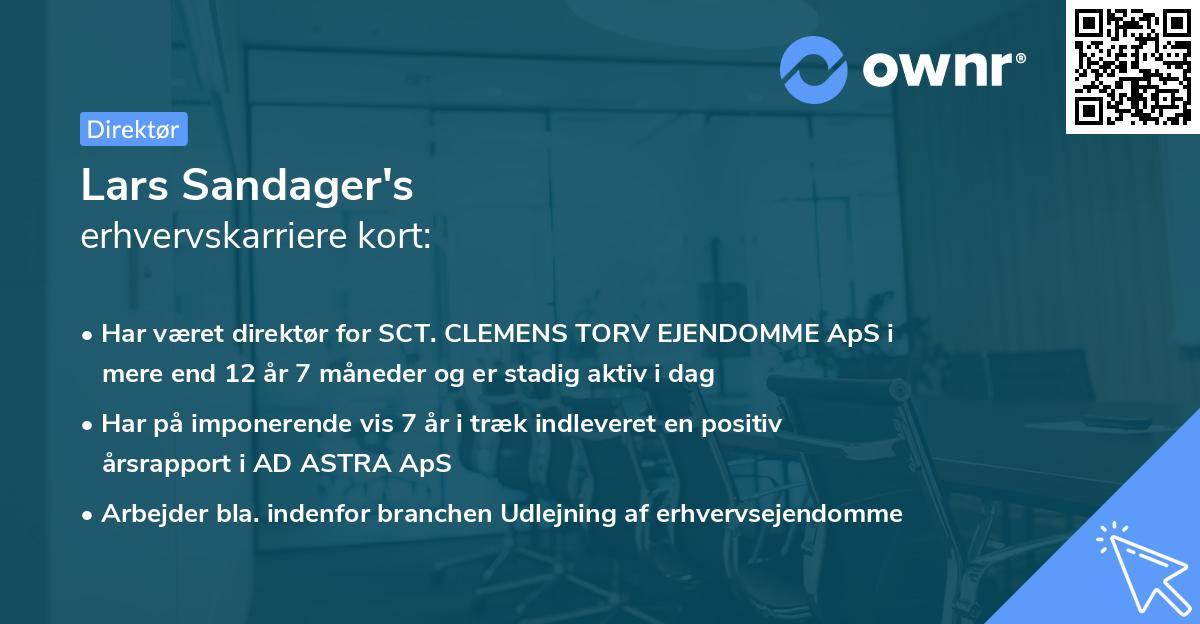 Lars Sandager's erhvervskarriere kort