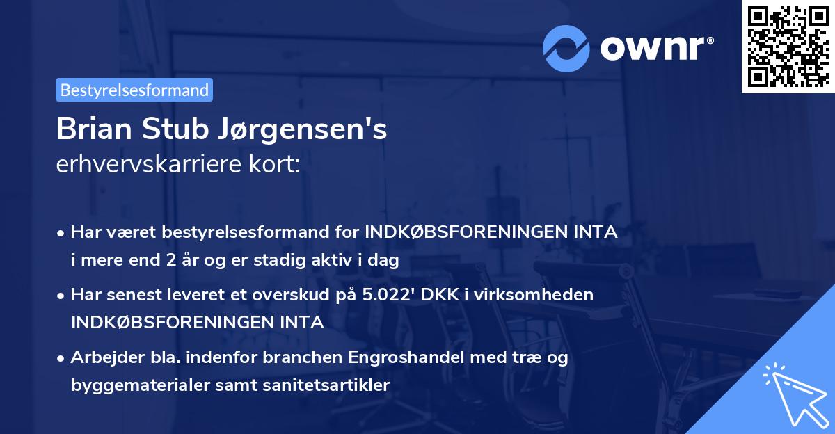 Brian Stub Jørgensen's erhvervskarriere kort