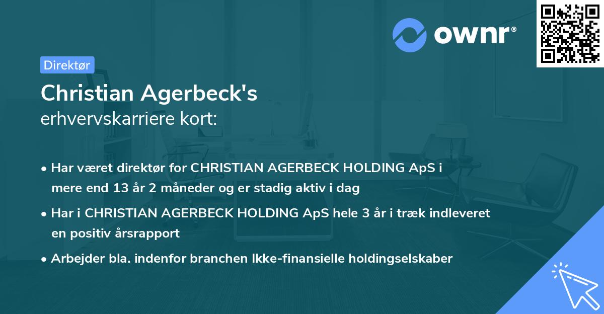 Christian Agerbeck's erhvervskarriere kort