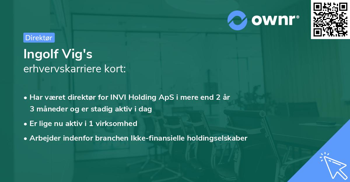 Ingolf Vig's erhvervskarriere kort