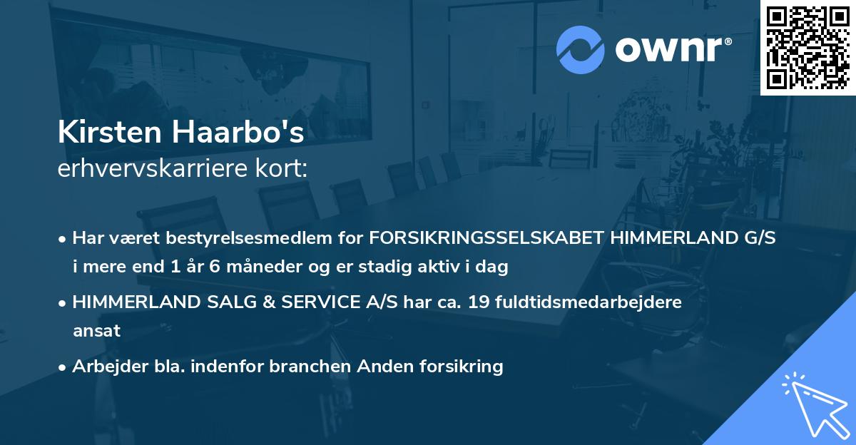 Kirsten Haarbo's erhvervskarriere kort