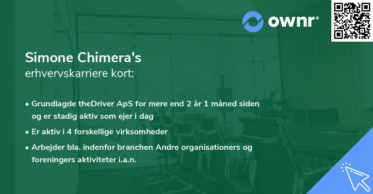Simone Chimera's erhvervskarriere kort