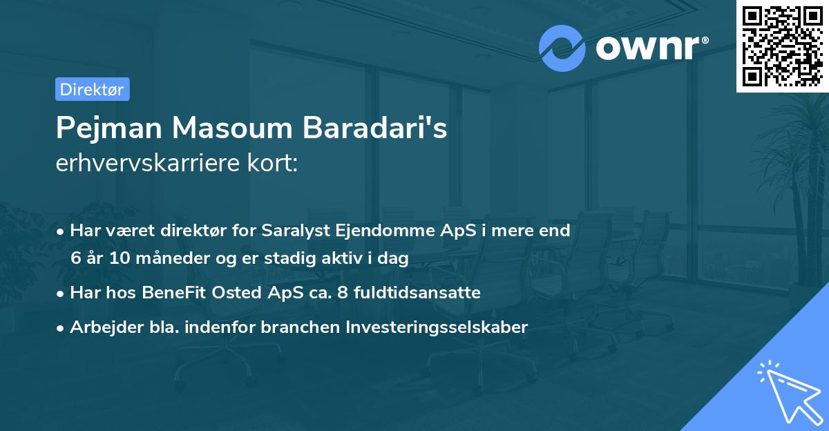 Pejman Masoum Baradari's erhvervskarriere kort