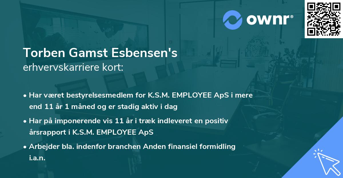 Torben Gamst Esbensen's erhvervskarriere kort