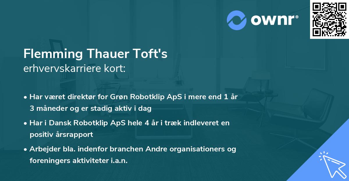 Flemming Thauer Toft's erhvervskarriere kort
