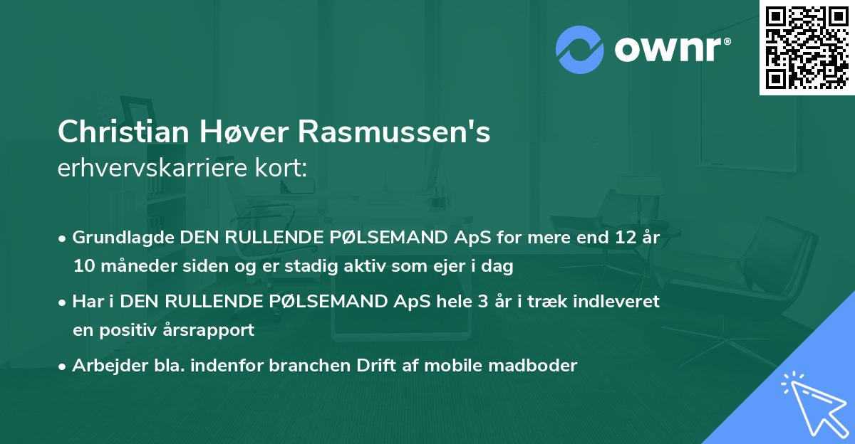 Christian Høver Rasmussen's erhvervskarriere kort