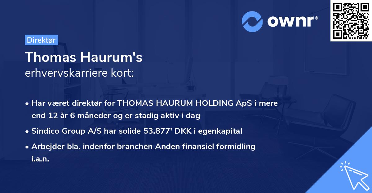 Thomas Haurum's erhvervskarriere kort
