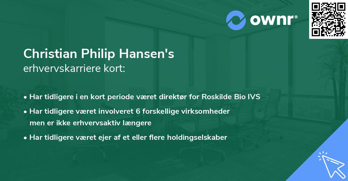 Christian Philip Hansen's erhvervskarriere kort