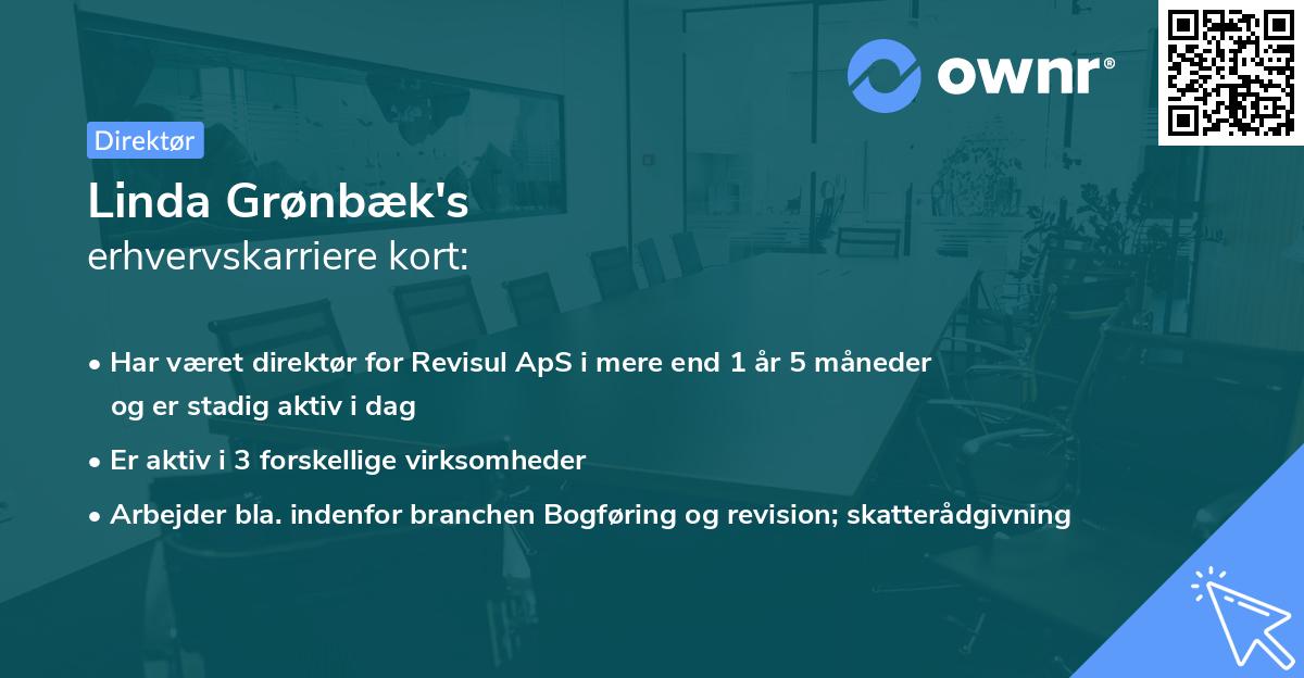 Linda Grønbæk's erhvervskarriere kort