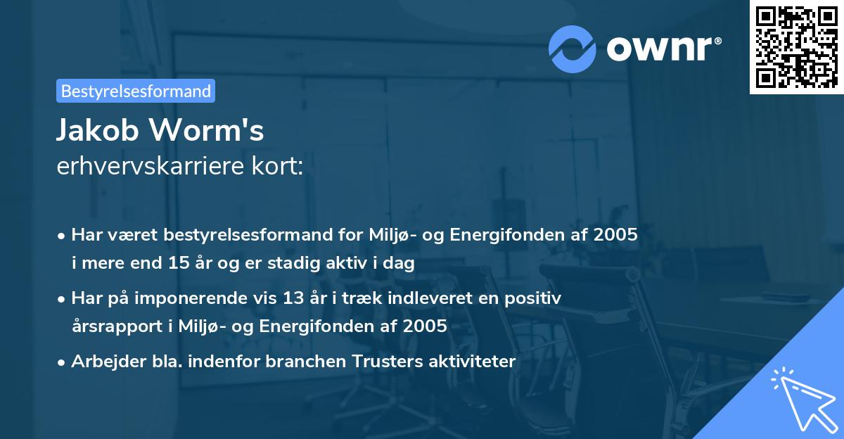 Jakob Worm's erhvervskarriere kort