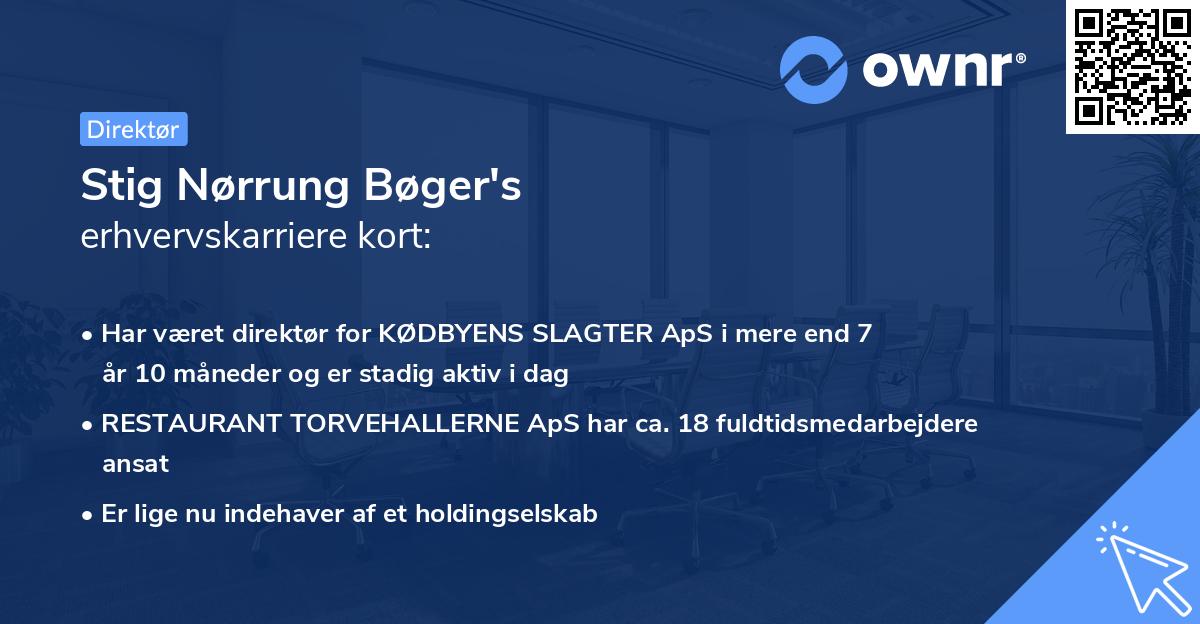 Stig Nørrung Bøger's erhvervskarriere kort