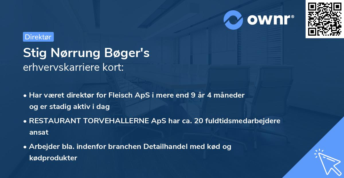 Stig Nørrung Bøger's erhvervskarriere kort