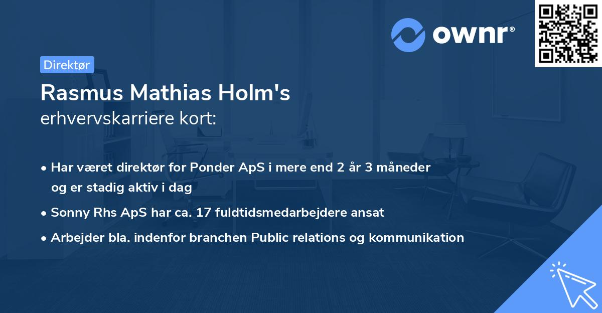 Rasmus Mathias Holm's erhvervskarriere kort
