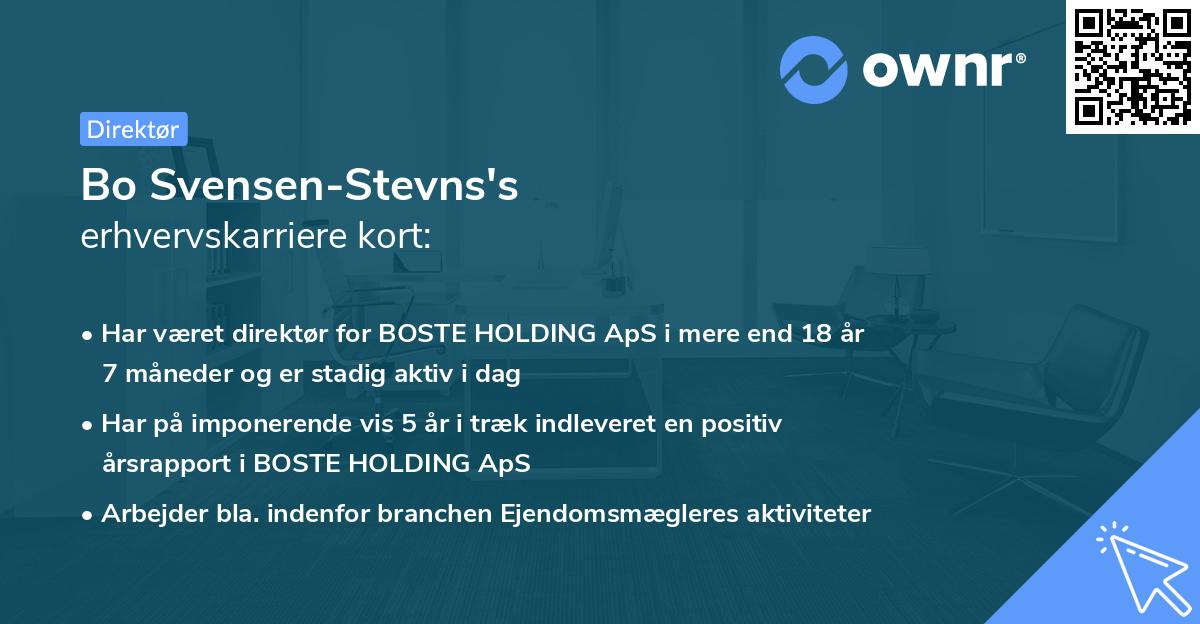 Bo Svensen-Stevns's erhvervskarriere kort