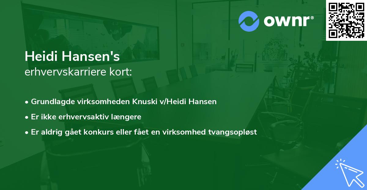 Heidi Hansen's erhvervskarriere kort