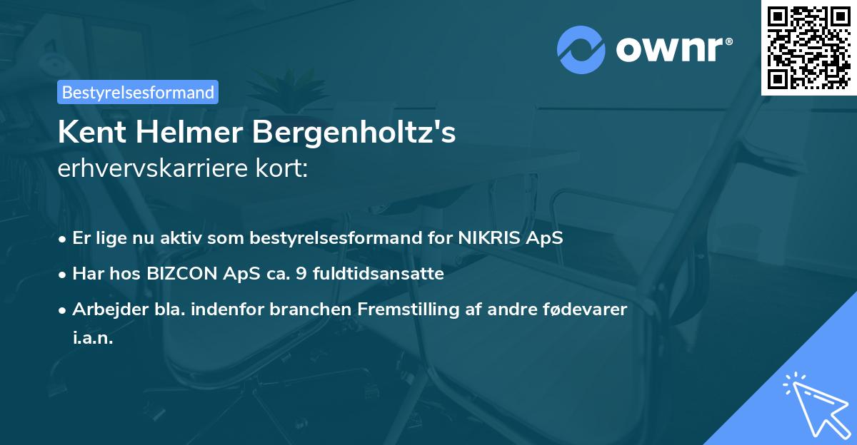 Kent Helmer Bergenholtz's erhvervskarriere kort